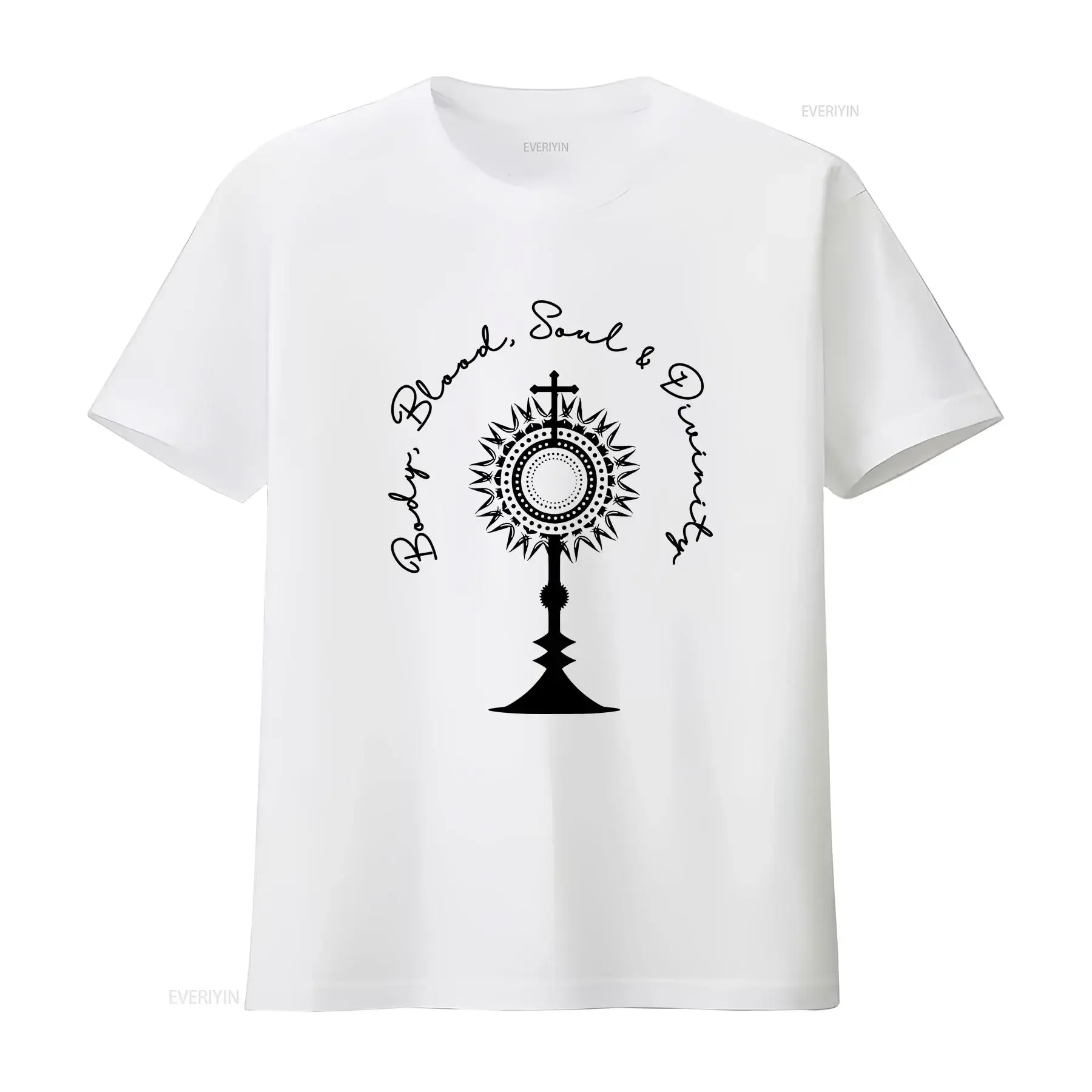 Body Blood Soul Divinity T Shirt Eucharistic Adoration Apparel Faith Based Catholic Clothing Christian Spiritual Wear for