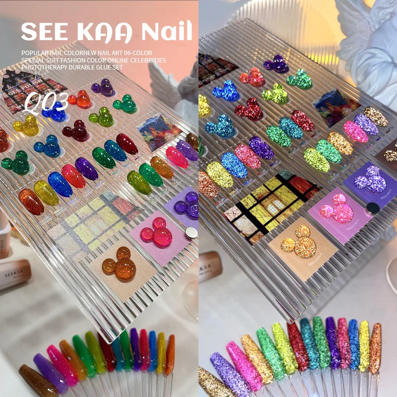 SEEKAA 14 colori Cat eye Broken diamond color Nail gel Nail salon 2024 New Fashion vendita calda Nail art kit gel Uv Non tossico personalizzato