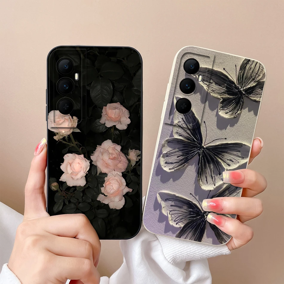 For Realme C65 Phone Case Coconut Tree Soft Liquid Silicone Bumper For Oppo Realme C 65 4G 5G Full Protection Back Cover Funda