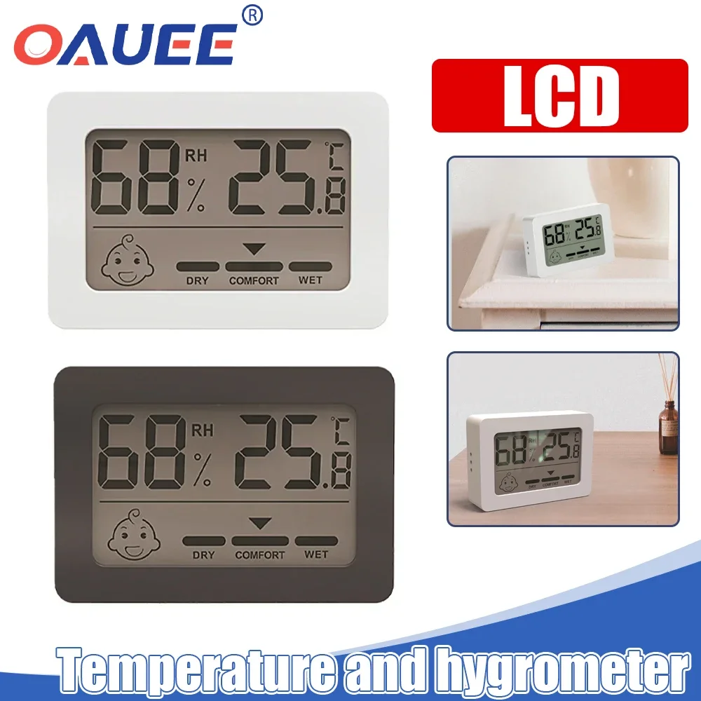 LCD Digital Thermometer Hygrometer Home Indoor Electronic Smiley Temperature Hygrometer Sensor Meter Mini Electronic Thermometer