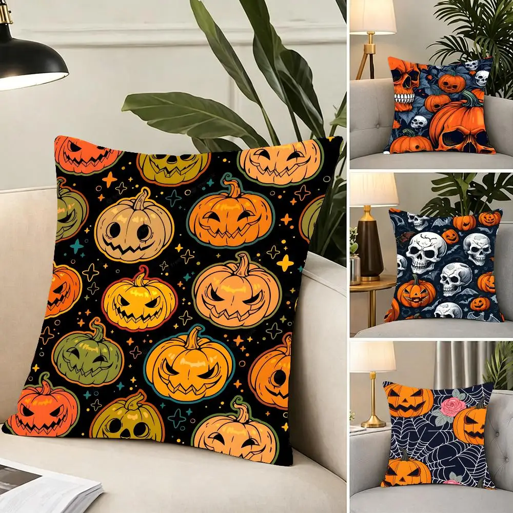 Holiday Spooky Halloween Cushion Cover Portable floor cushion for travel Yoga Minimalist text 2way tricot