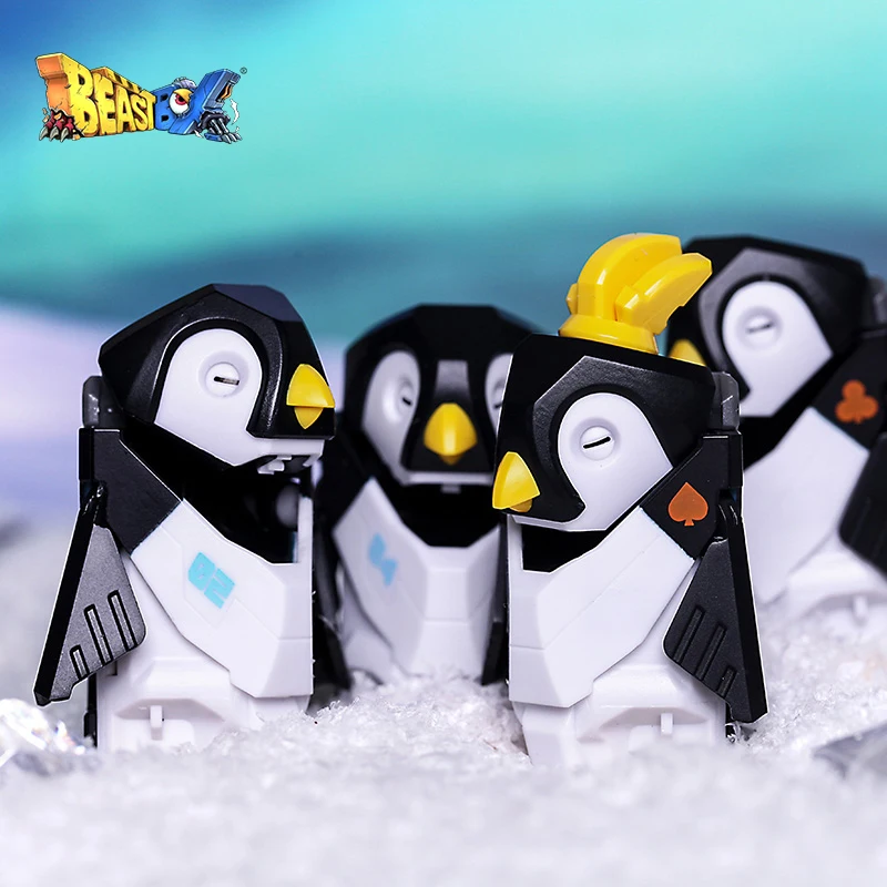 52toys Beastbox Series Ice Cube Series BB-08 IceQube Penguin Splice Shape-shifting Toy Tide Play Model Action Figure