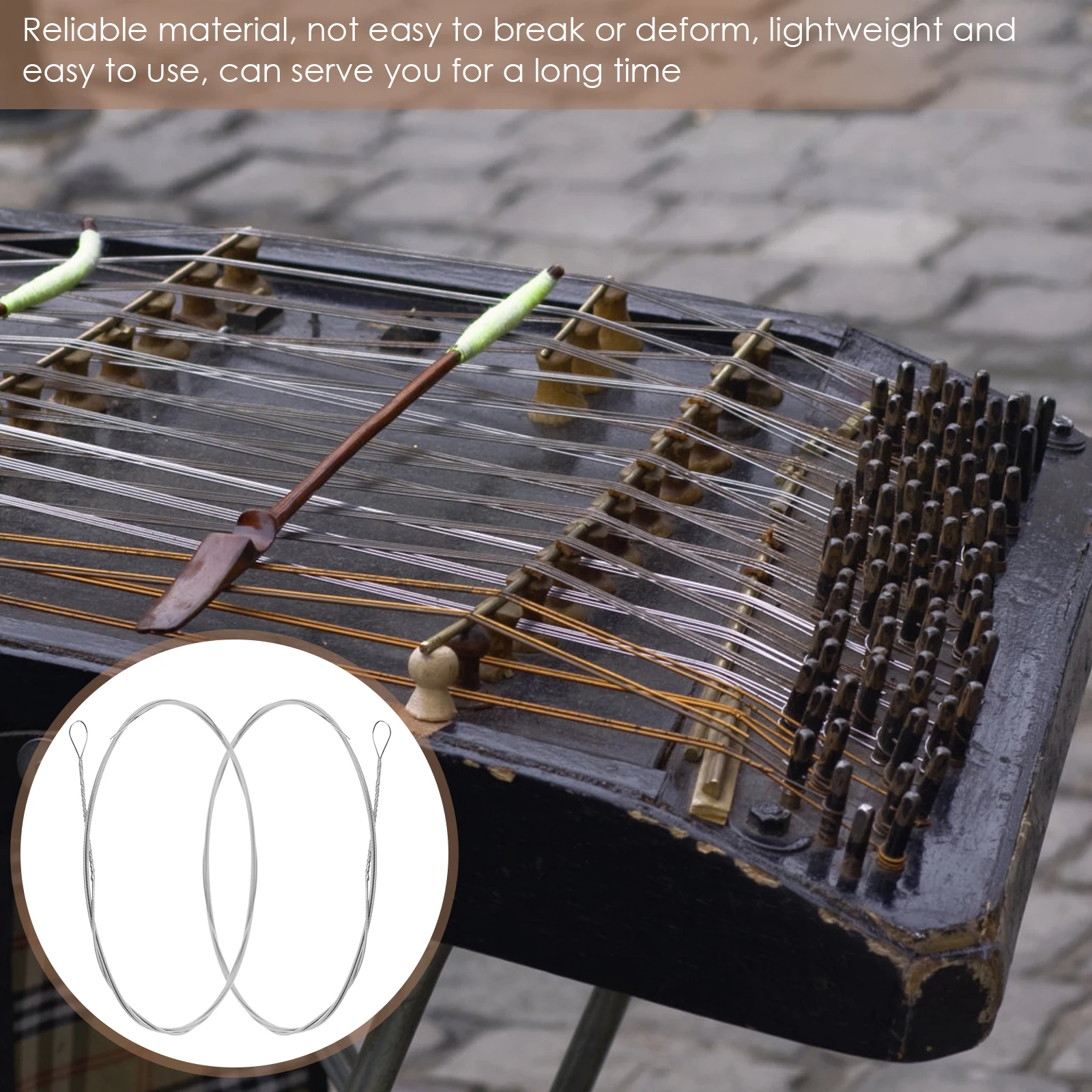 

2Pcs Steel Strings for Dulcimer Universal Instrument String Replacement Strong Anti Break Performance Rich Sound Output