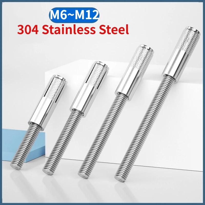 M6 M8 M10 M12 304 Stainless Steel Full Threaded Rod Bolt And Push Burst Blasting Drop-in Anchor Expansion Screw Combination