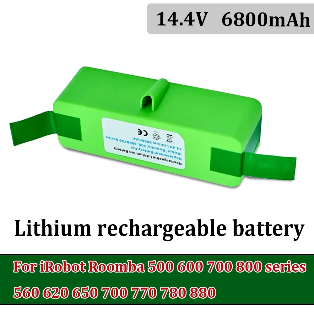 Lithium Rechargeable Battery 14.4V 4.8Ah/6.8Ah/9.8Ah For iRobot Roomba 500 600 700 800 Series 560 620 650 700 770 780