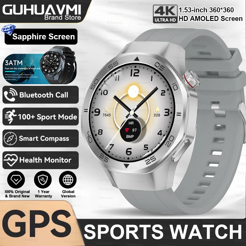 2025 New Watch 5 Pro High-end GPS Smartwatches Sapphire Glass Screen Build-in GPS Compass Men 3ATM Waterproof Sports Smart Watch