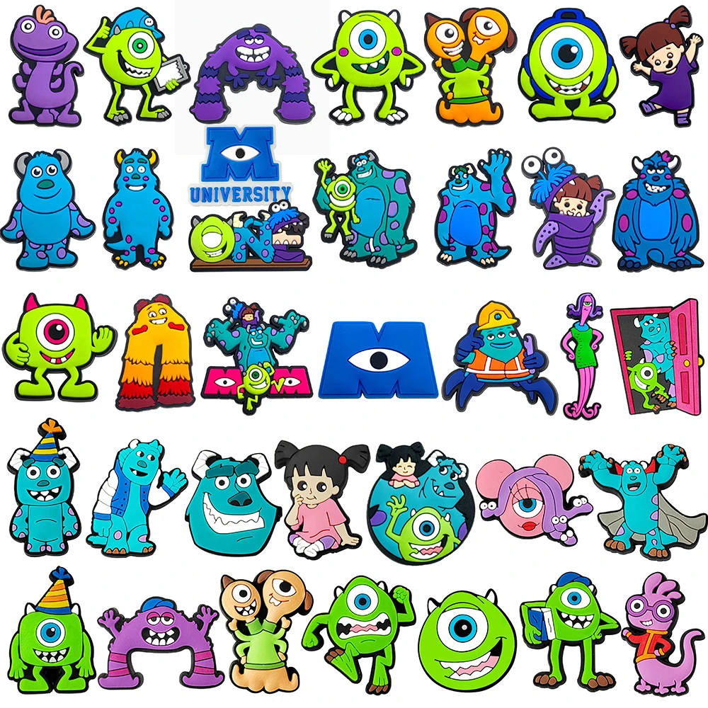 

16-36pcs Disney Monsters University Shoes Charms Cartoon Clog Sandal Garden Shoe Decoration Accessorie Pins Kids Party Gifts