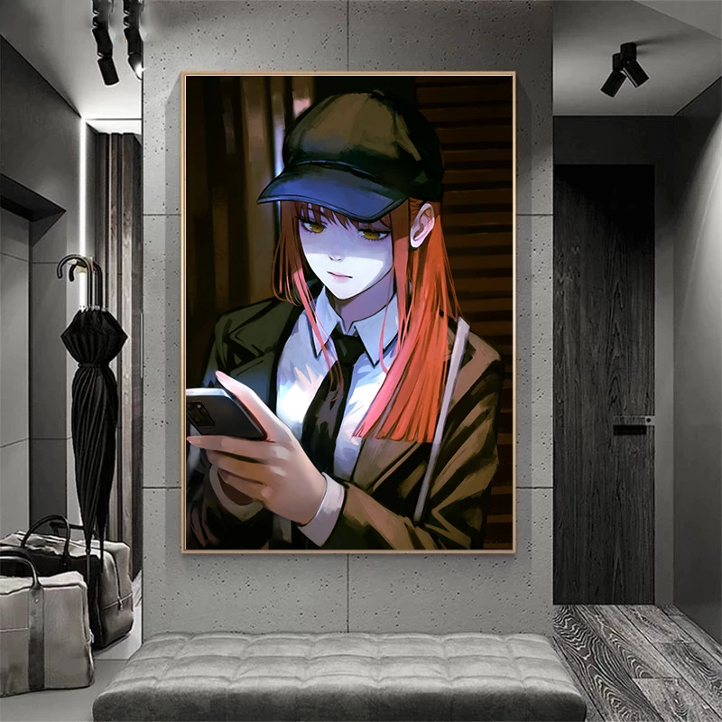Popular Manga Chainsaw Man Character Makima Poster Prints Canvas Painting Makima Wall Art Pictures Home Living Room Decoration