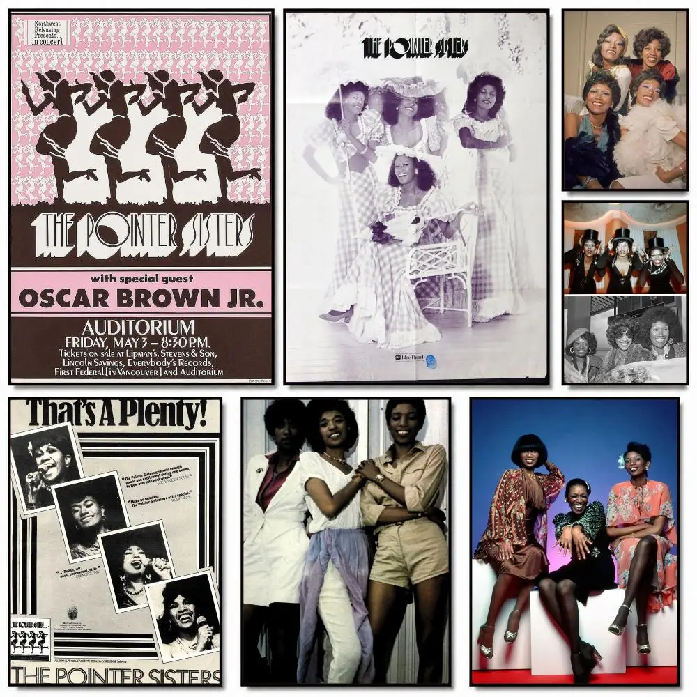 band T-The Pointer Sisters-S Poster Removable Wall Sticker for Home Cafe Bar Office Interior Decor