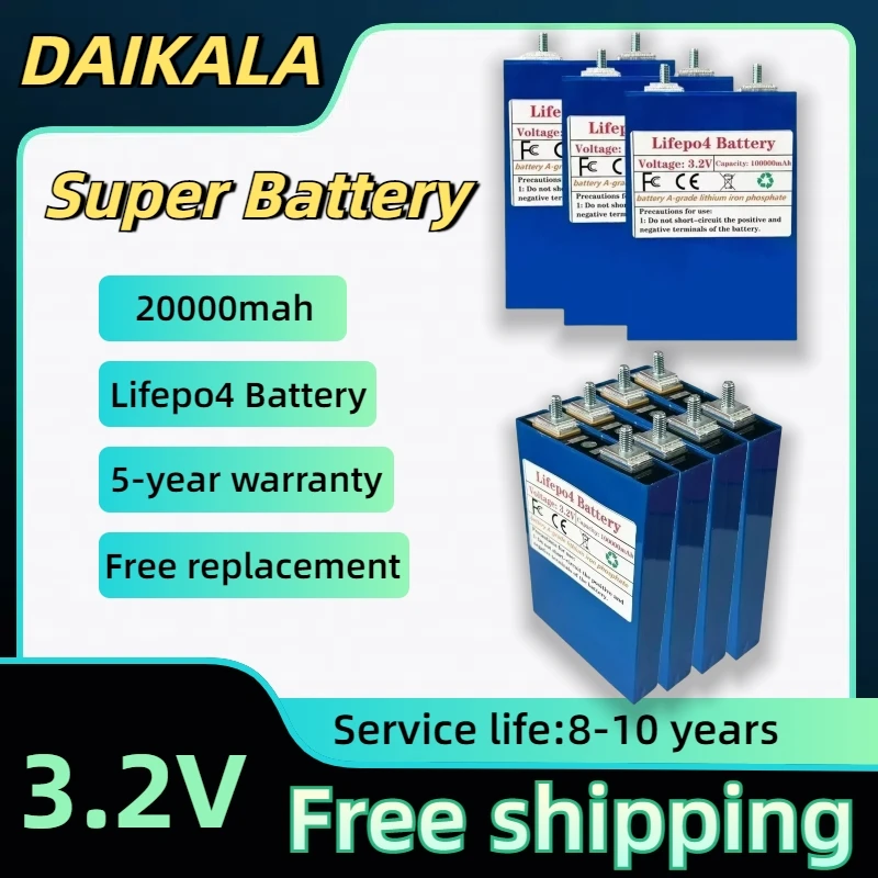 

2024 New Lifepo4 3.2V 200AH Lithium Iron Phosphate Battery Pack DIY 200000mAh Electric Vehicle Solar Powered Charger