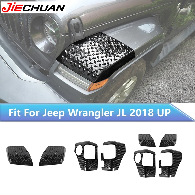 

JIECHUAN Fit For Jeep Wrangler JL/JT Gladiator 2018 Up,Car Tail Light Front Wheel Eyebrow Wrap Angle Guard Decoration Cover