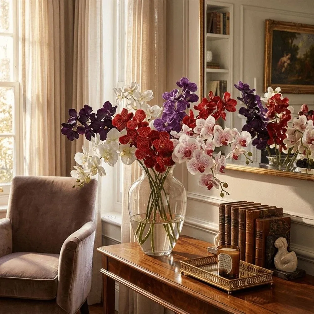 

80 CM Artificial Vanda Orchid Plastic Moisturizing Phalaenopsis Branch Realistic Floral Arrangements Fake Flower