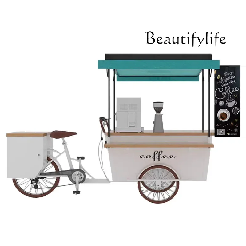 O Mobile Startup Stall Car Promotional Coffee Pancakes Float Barbecue Oyster Sandwich Dining Car Wrought Iron Snack Car