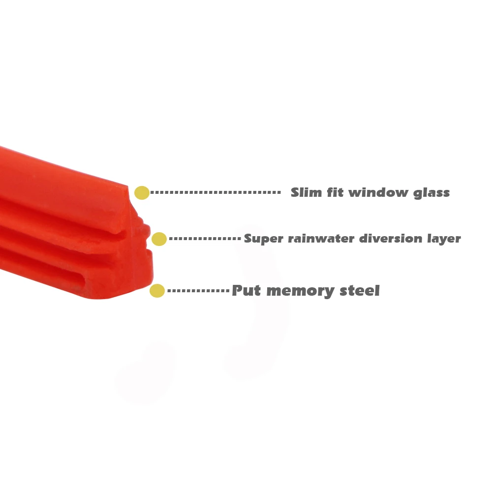 KAWOO 1PCS RED Car Silica Gel Silicon Refill Strip 8mm for Hybrid Type Wiper Blade 14\