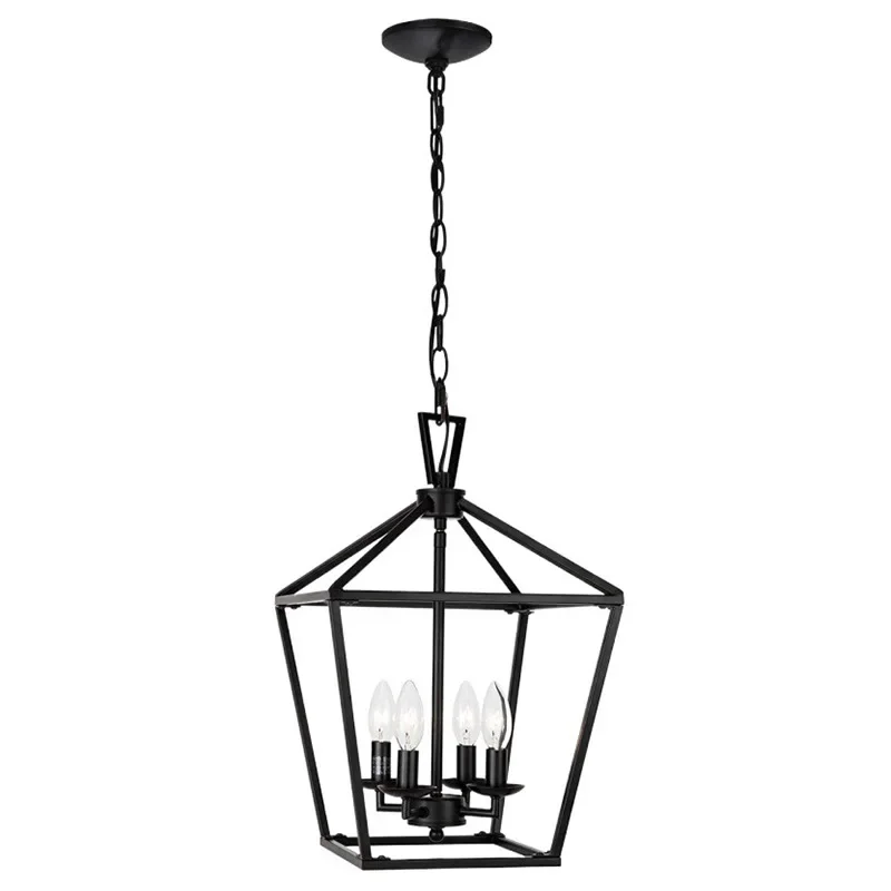 

Retro American industrial style wrought iron lantern decorative chandelier