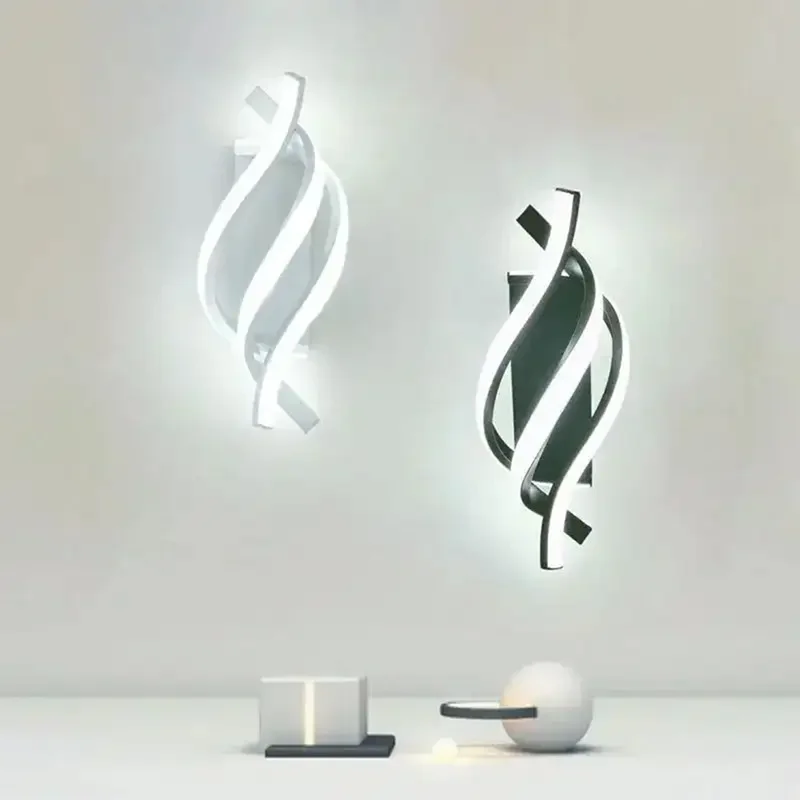 

Modern LED Wall Light Curved Spiral Wall Sconce Lamp for Living Room Bedroom Bedside Aisle Home Decor Indoor Lighting Fixtures