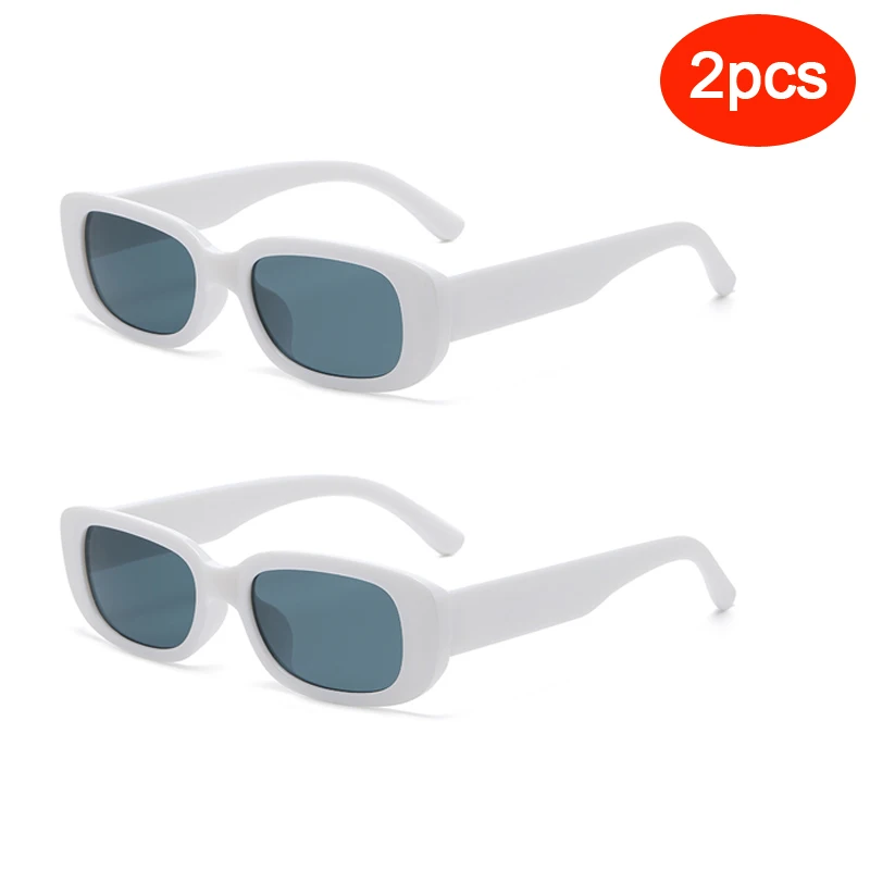 2 pcs/3 pcs Kleine Rechthoek Frame Zonnebril Voor Vrouwen Mannen Snoep Kleur Y2K Mode Zonnebril Vintage outdoor Brillen UV400