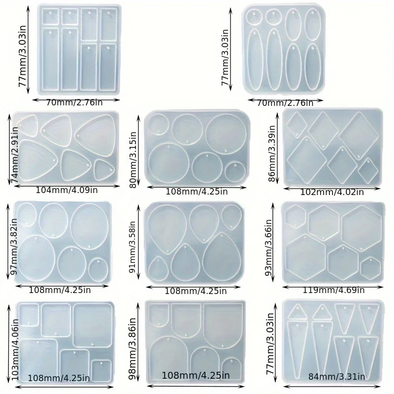 

11pcs Heart Leaves Moon Diy Charms Pendant Mould Creative Jewelry Earring Pendant Silicone Mold Epoxy Resin Jewelry Making Molds