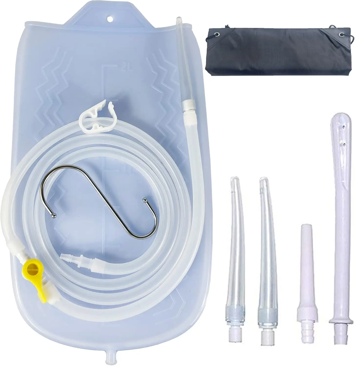 

Silicone Enema Kit 2L Bag 6.3ft Hose 3 Reusable Tips Controlled Flow for Colon Cleanse