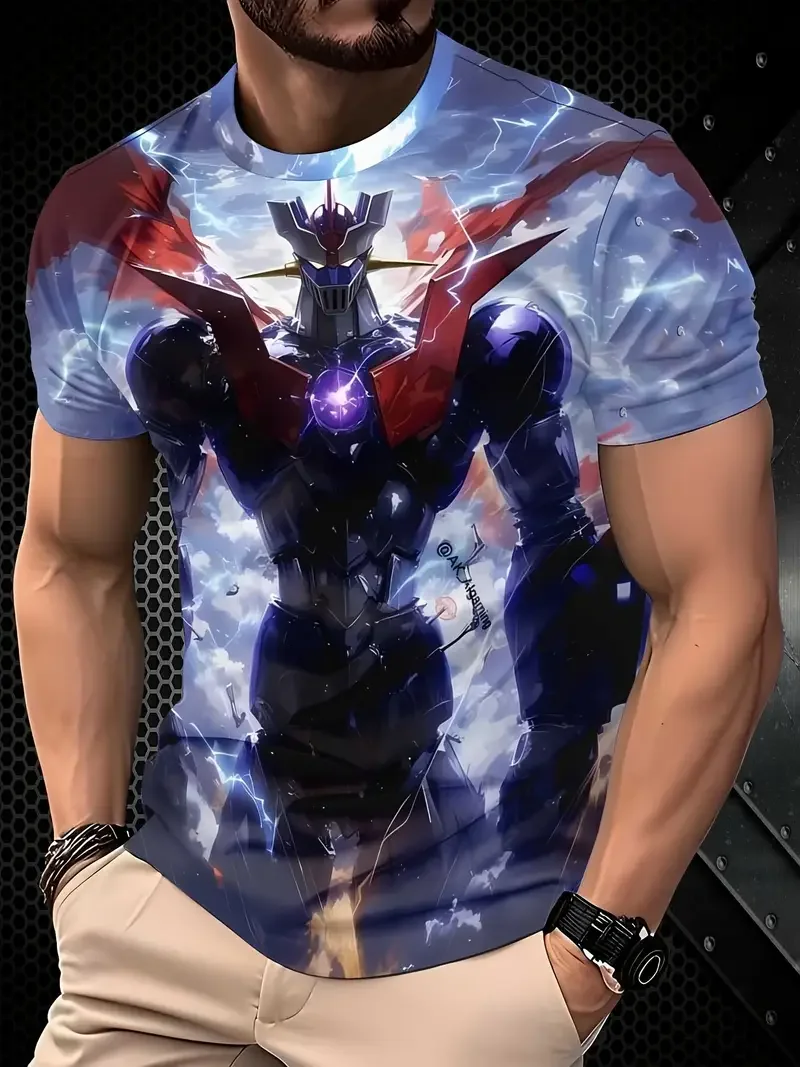 Camiseta clásica de Anime Mazinger Z Robot con estampado 3D, camiseta de verano para hombres y mujeres, camiseta de dibujos animados Y2k, camiseta informal de manga corta Harajuku Street