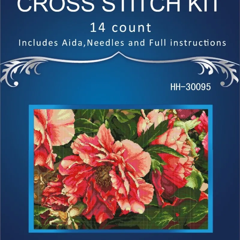 Lovely Counted Cross Stitch Kit, Coral Peonies, Peony Pink Flower, Flowers, Dim 70-352983th, HH-30095, Top Quality