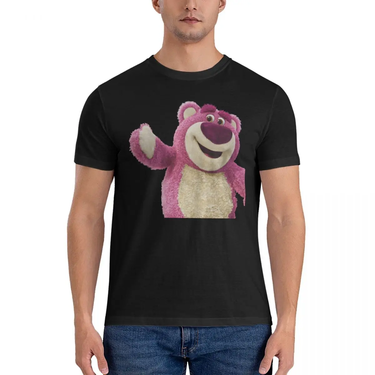 Men's Cute Bear T Shirts Disney Toy Story Lotso 100% Cotton Clothing Amazing Short Sleeve Round Collar Tees Gift Idea T-Shirts