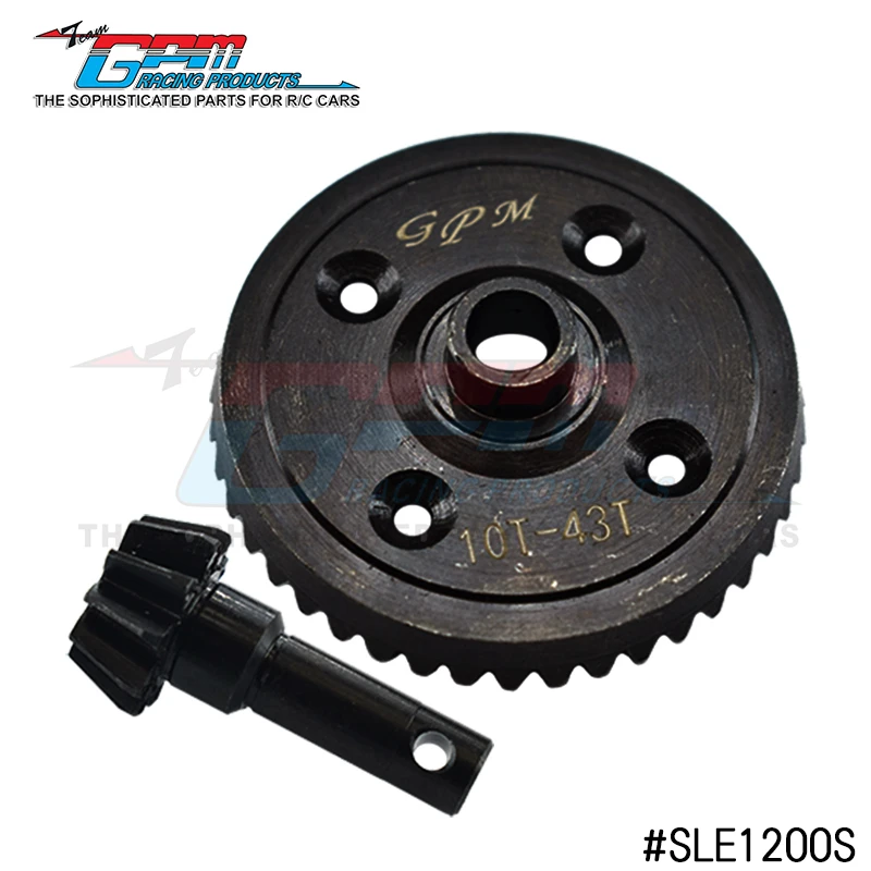 GPM Steel Diff Bevel Gear 43T Pinion Gear 10T for TRAXXAS 1/8 4WD SLEDGE MONSTER TRUCK