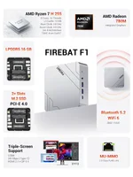 Firebat F1 Mini Pc Amd Ryzen 7 H 255/AMD Ryzen5 7640HS LPDDR5 16GB/24GB Ram M.2 Pcie 512Gb SSD Wifi6 Bt5.2 USB4 2500m Lan Windows11 Desktop Gaming Computer 2