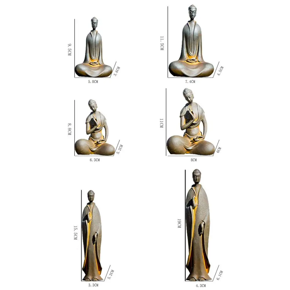 تماثيل الرهبان البوذية الصغيرة حديقة بوذا زن تمثال التبتية بوذا التماثيل حديقة زخرفة التأمل بوذا النحت #6