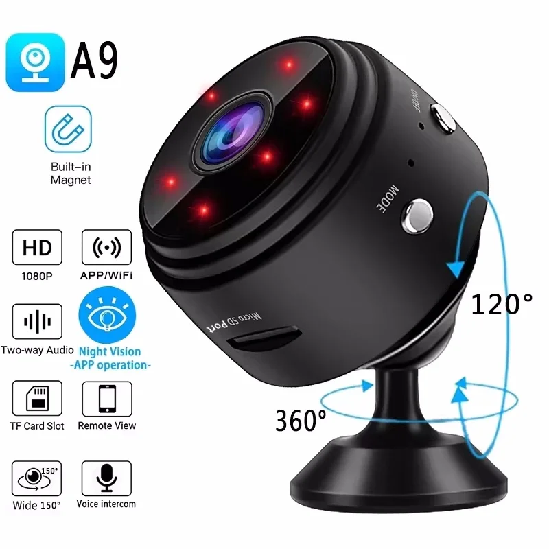 A9 Wireless Smart HD Surveillance Camera Remote WiFi Mini Monitor Home Night Security Camera