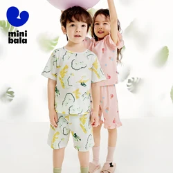 Mini Bala Homewear Set Unisex Kids Thin Breathable Pure Cotton Summer Homewear Pajamas