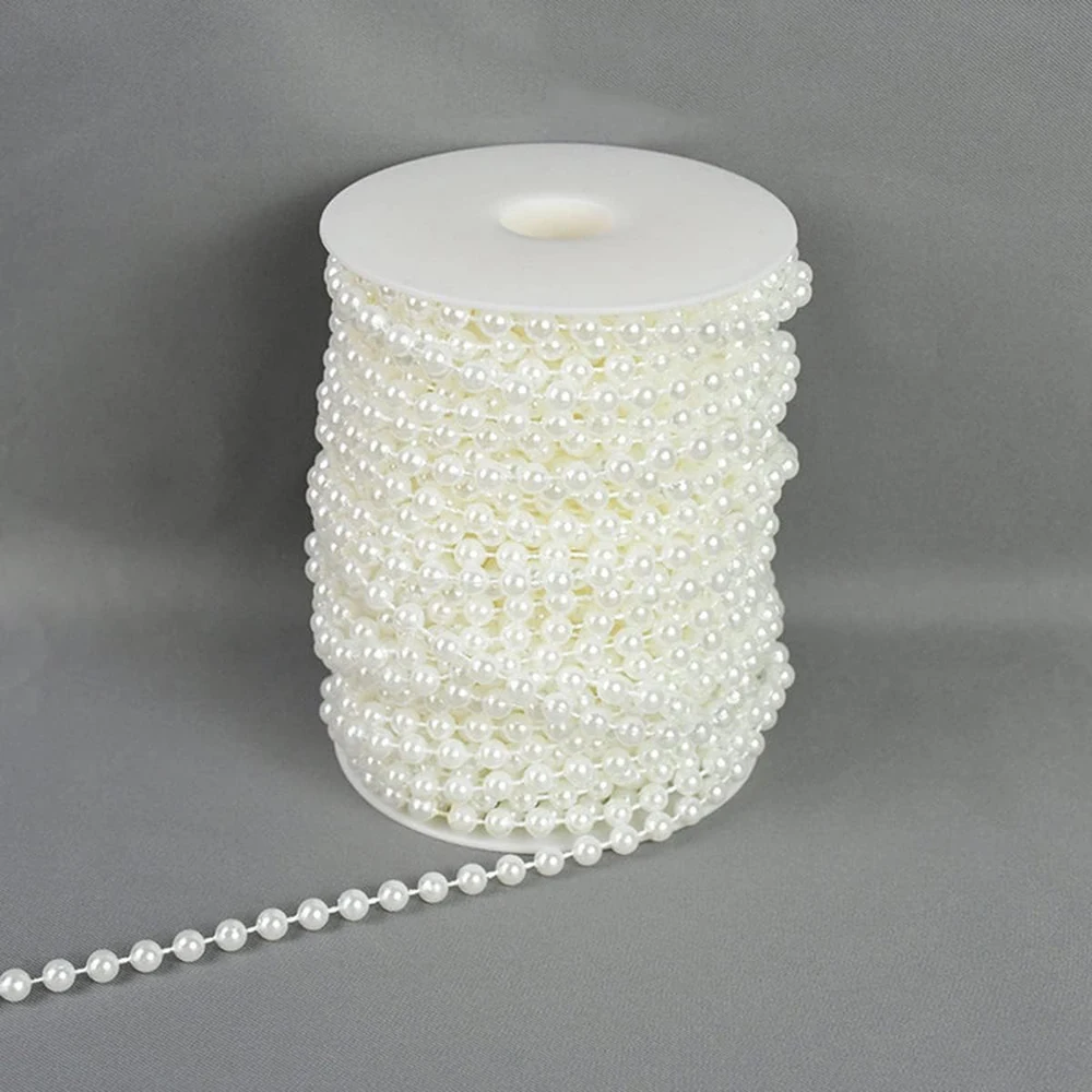 5 Yards Garland Beads Strands 3mm 6mm 8mm Faux Pearl Beads String for Floral Backdrop Wedding DIY Crafts Garlands Decoration