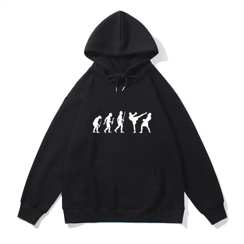 Casual Streetwear Evolution of Kickboxing Men Women Cotton Hoodies Sweatshirts Hip Hop