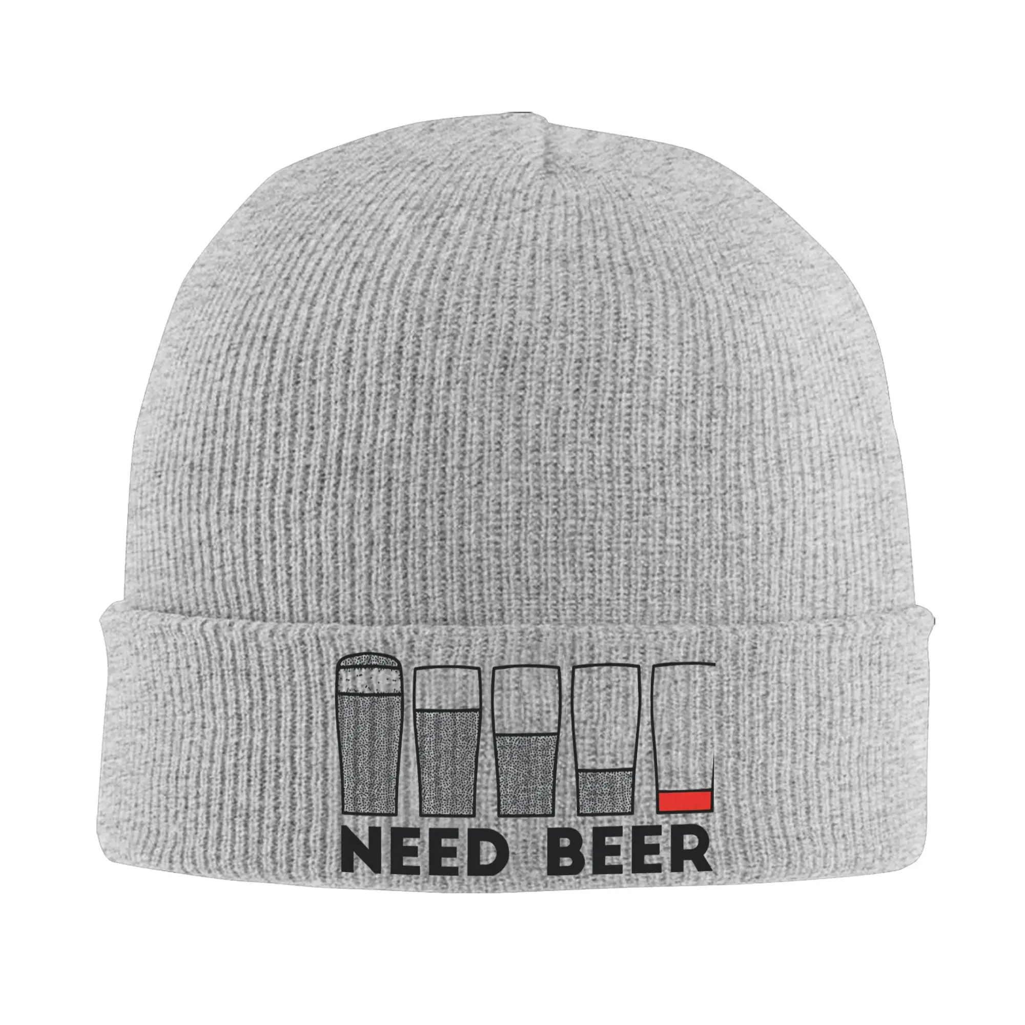 Need Beer Low Battery Alcohol Joke  Bonnet Hats I Need Beer Beanie Hats Autumn Design Skullies Beanies Female Male Kpop Warm Cap