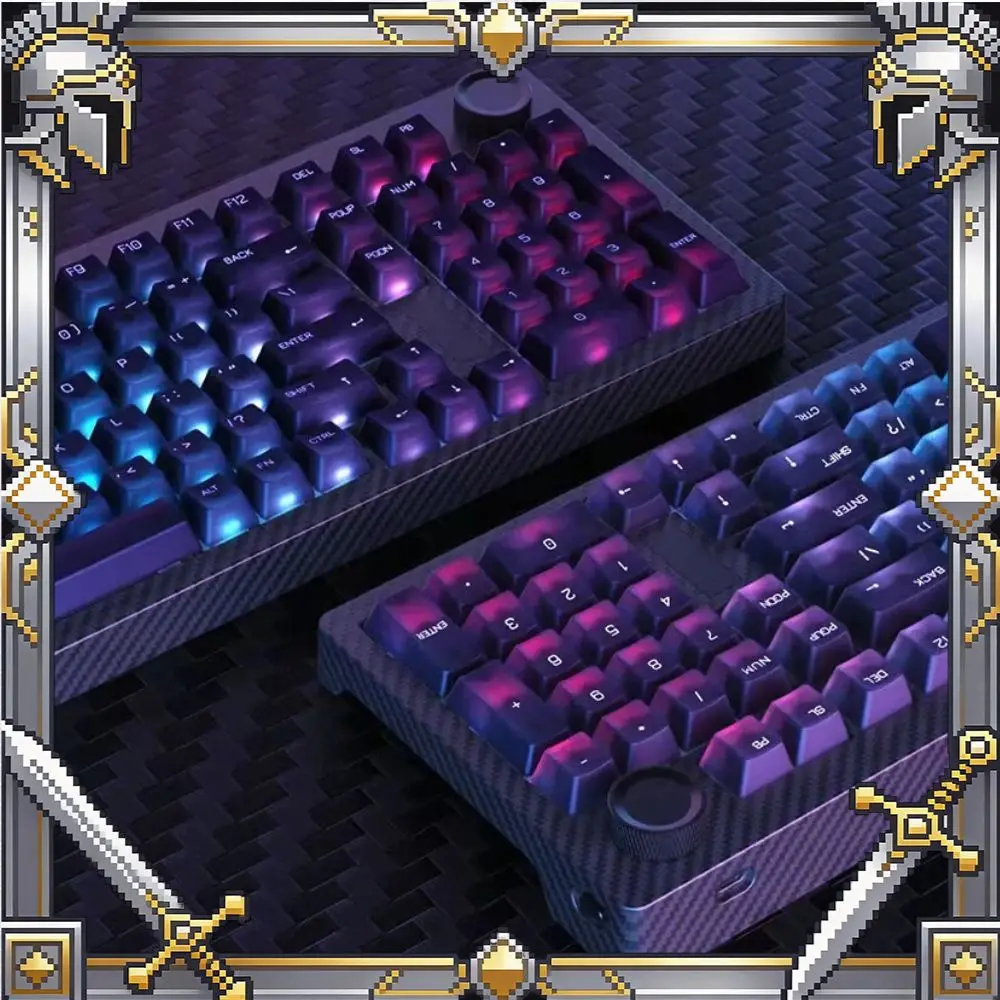 SKN Green Dragon Carbon Fiber Three Mode Dual 8K Mechanical Keyboard 99Keys Hot Swap 6000mah Multifunction Gaming keyboard PC