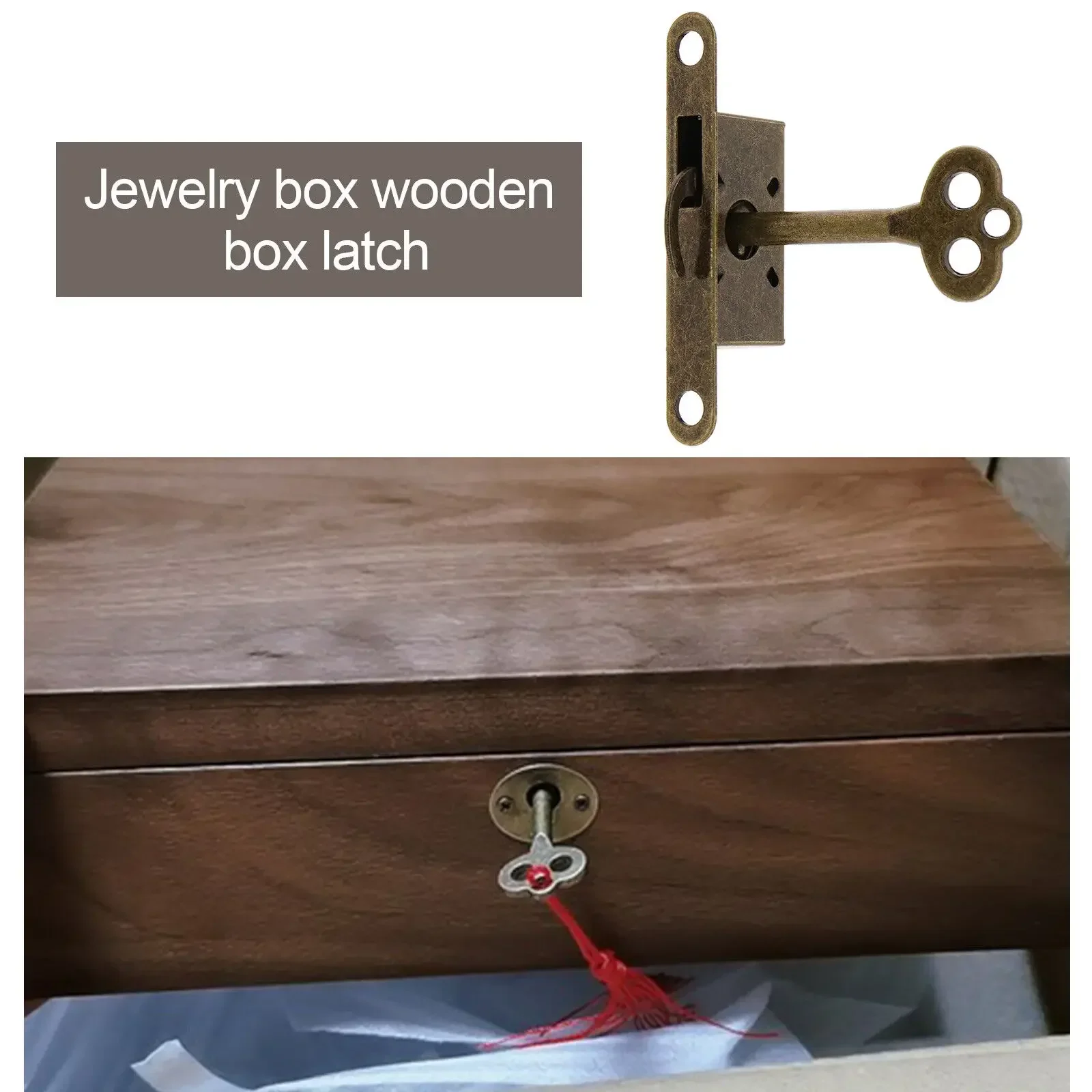 3 Sets Vintage Jewelry Box Lock Antique Wooden Box Lock Bronze/Gold Cabinet Drawer Sliding Door Lock Furniture Hardware