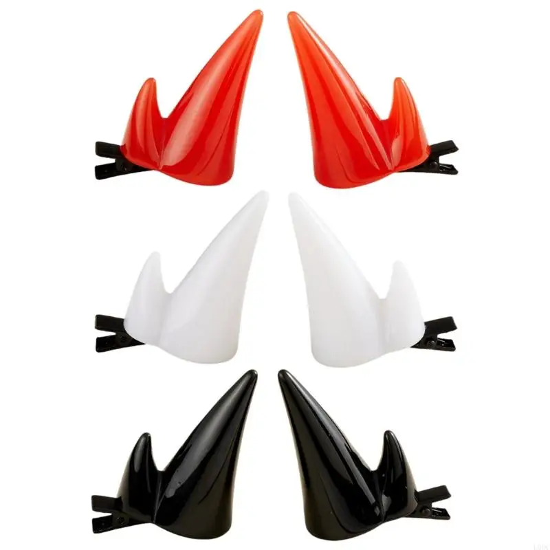 Multiuse Resin Devil Horn Hair Clip Secure Grip Comfortable Holder For Animation Y166
