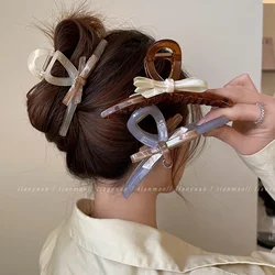 2023 New Hairpin bonito para mulheres com sentidos avançados Shark Clip Net Red INS Grande Bow Clasp Clip Acessórios para cabelo meninas