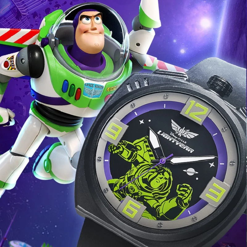 Disney Pixar Toy Story Buzz Lightyear reloj de pulsera de cuarzo para hombre, astronauta espacial, manos luminosas, impermeable, niño, estudiante, niños