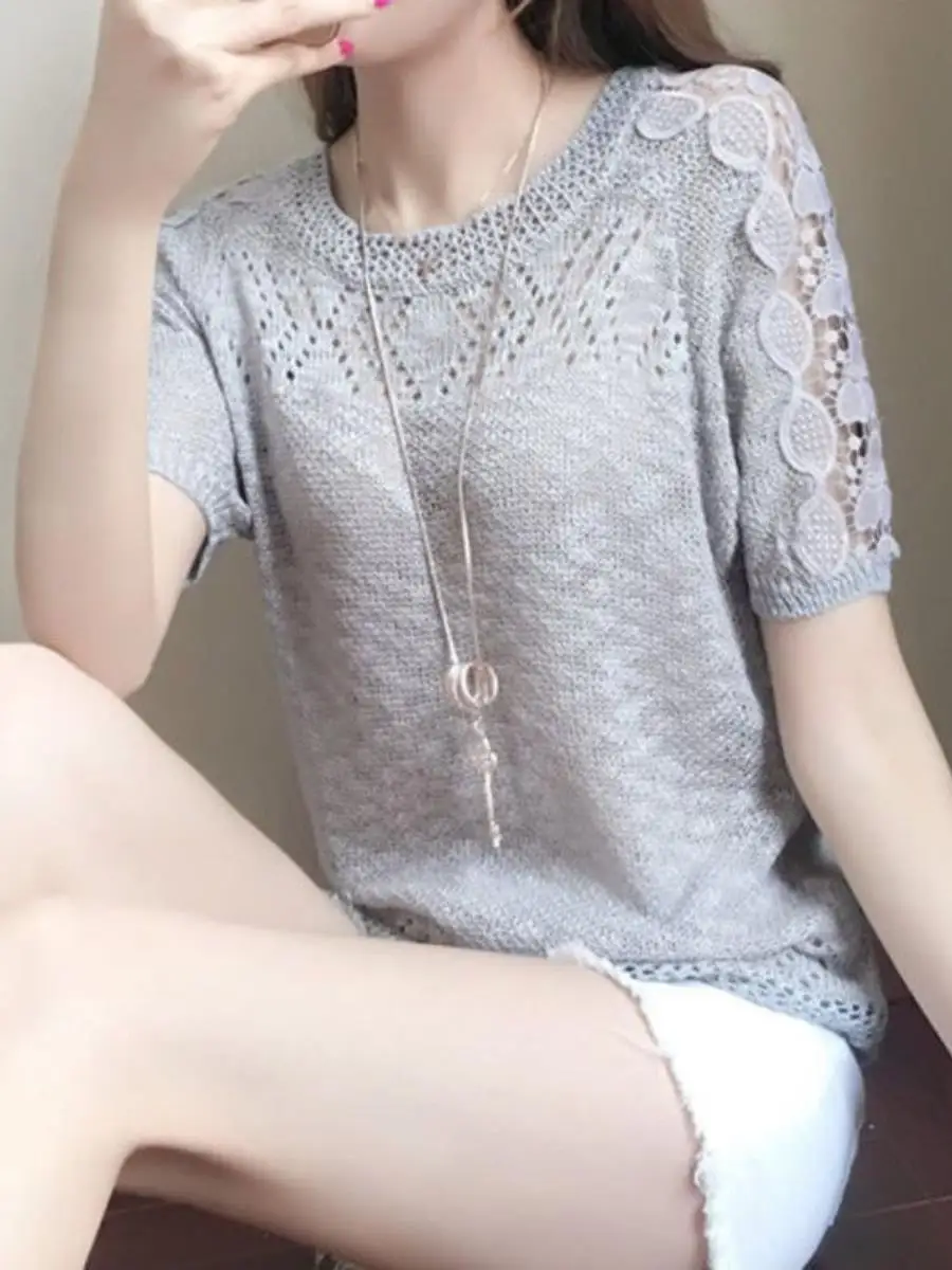 nova-blusa-feminina-de-verao-2026-com-manga-curta-vazada-fina-top-de-malha-solto-de-seda-gelada-com-bolso-e-lenco