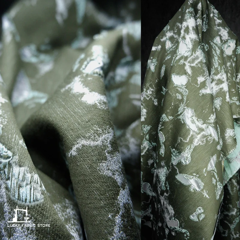 Green cotton blend, handmade fabric, sheer sole, slightly sheer, tattered couture ready-to-wear, designer fabric