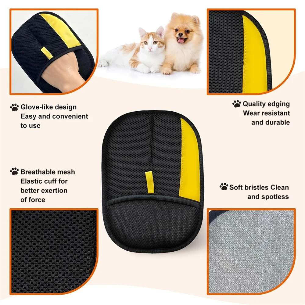 2pcs Pet Hair Remover Mitt Pet Hair Remover Gloves Deshedding Brush Glove for Dog Cat Rabbit with Long/Short Cortinas Y Alfombra view 5