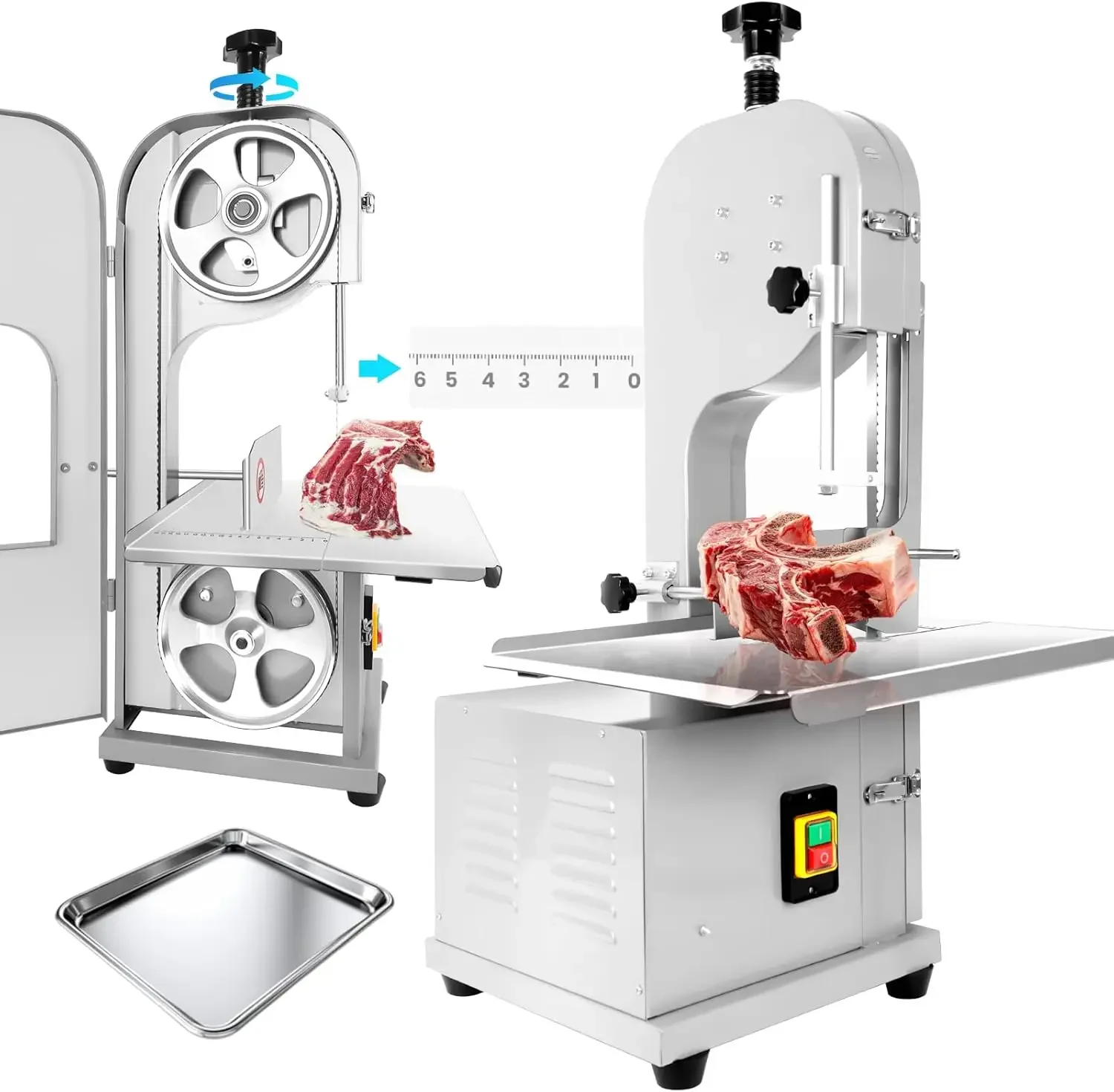 

2500W Commercial Electric Meat Bandsaw, Stainless Steel Bone Sawing Machine, 0-7.9 Inch Cutting Thickness, 19.6" x 15.3" Workben