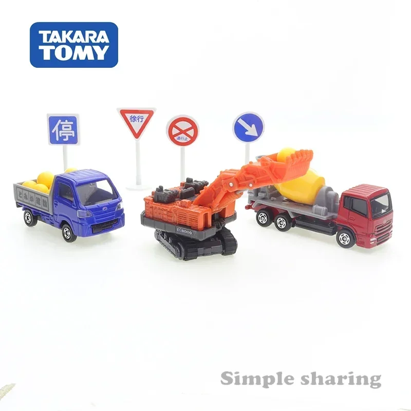 Takara Tomy. ชุดรถก่อสร้าง Tomica, ของเล่นเด็กผู้ชายมอเตอร์รถยนต์ลูกเต๋าของเล่นรถสะสม