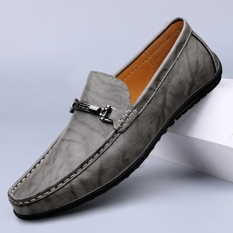 Men Genuine Leather Casual Shoes Fashion Comfortable Tods Luxury Brand Mens Loafers Moccasins Slip On Black Driving Shoes