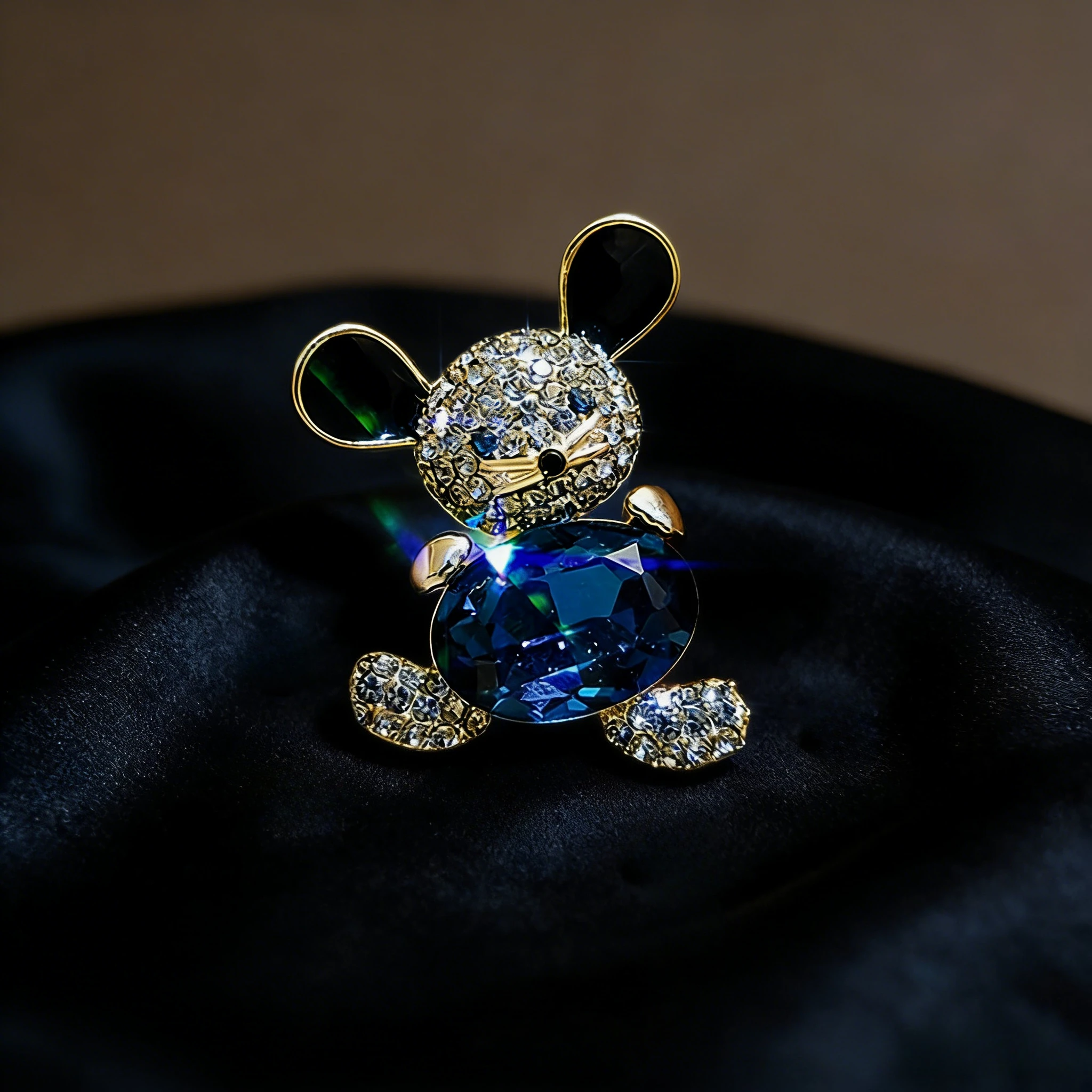 SKEDS Cute Mini Little Mouse Brooch Blue Crystal Animal Bear Pin Badge Scarf Buckle Luxury Corsage for Women and Men