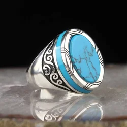 Finger Band Fine Workmanship Party Ring Wear Resistant Gift Trendy Punk Vintage Round Imitation Turquoise Finger Ring 