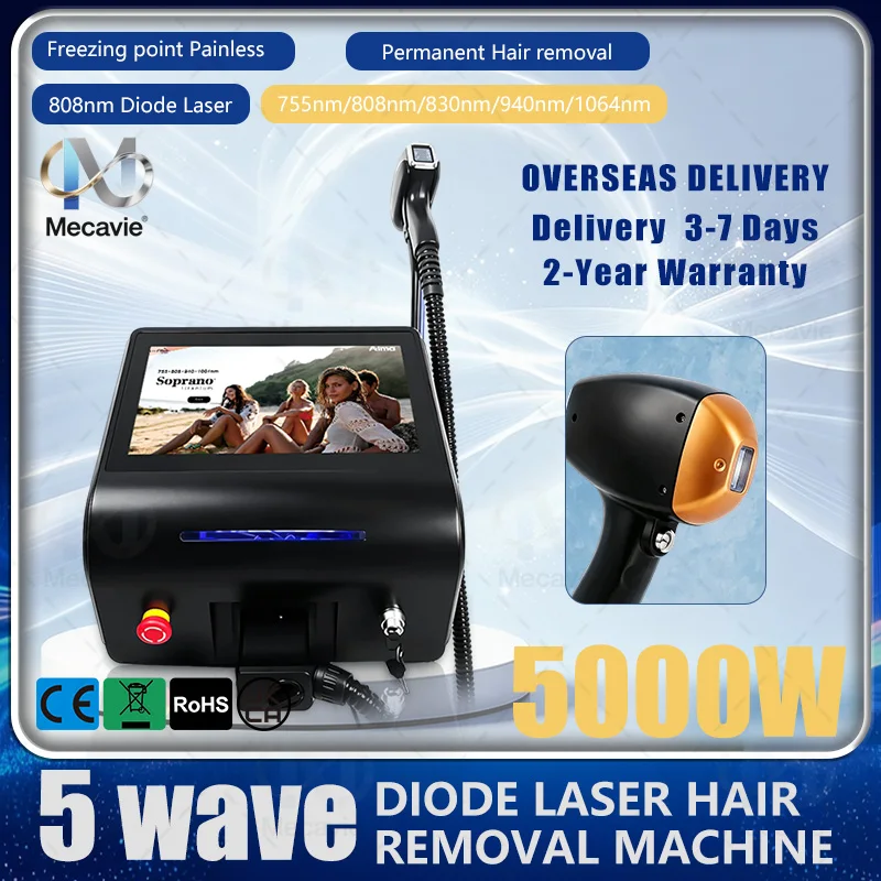 2026 New Model 5000W wan Neck Design High-End Handheld Diode Laser Beauty Device for Easier and Less Strenuous Operation
