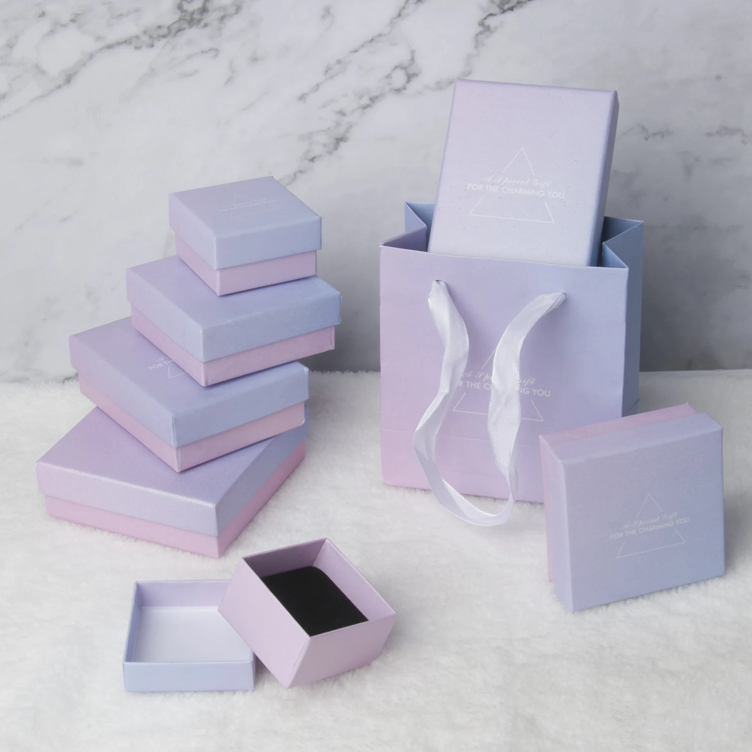 1Pcs Jewelry Packaging Gift Boxes Bags For Ring Necklace Bracelet Earrings Rectangle Cardboard With Sponge Jewelry Storage Box