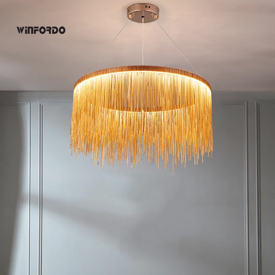 2024 Modern Art Decor Tassel Pendant Lamps Chain Chandelier for Bedroom Living Room Restaurant Lights Winfordo 110V / 220V